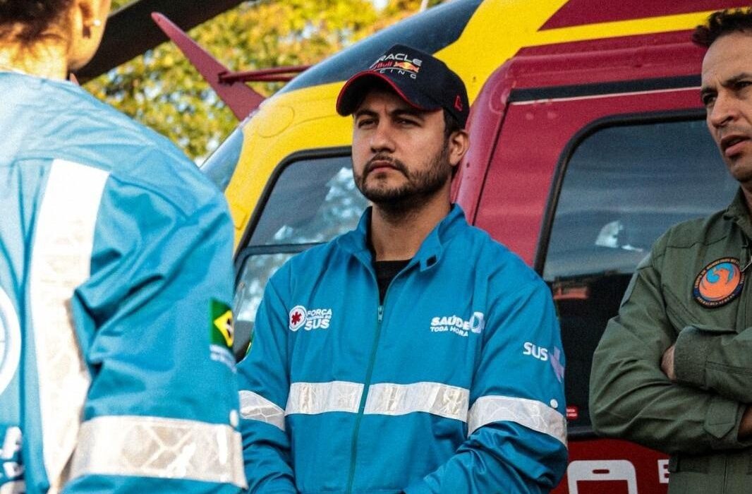 Rafael Alves Garcia, que atende no SAMU de Porangatu, viajou para Canoas (RS) em missão humanitária pela força aérea do SUS. Foto: Arquivo Pessoal