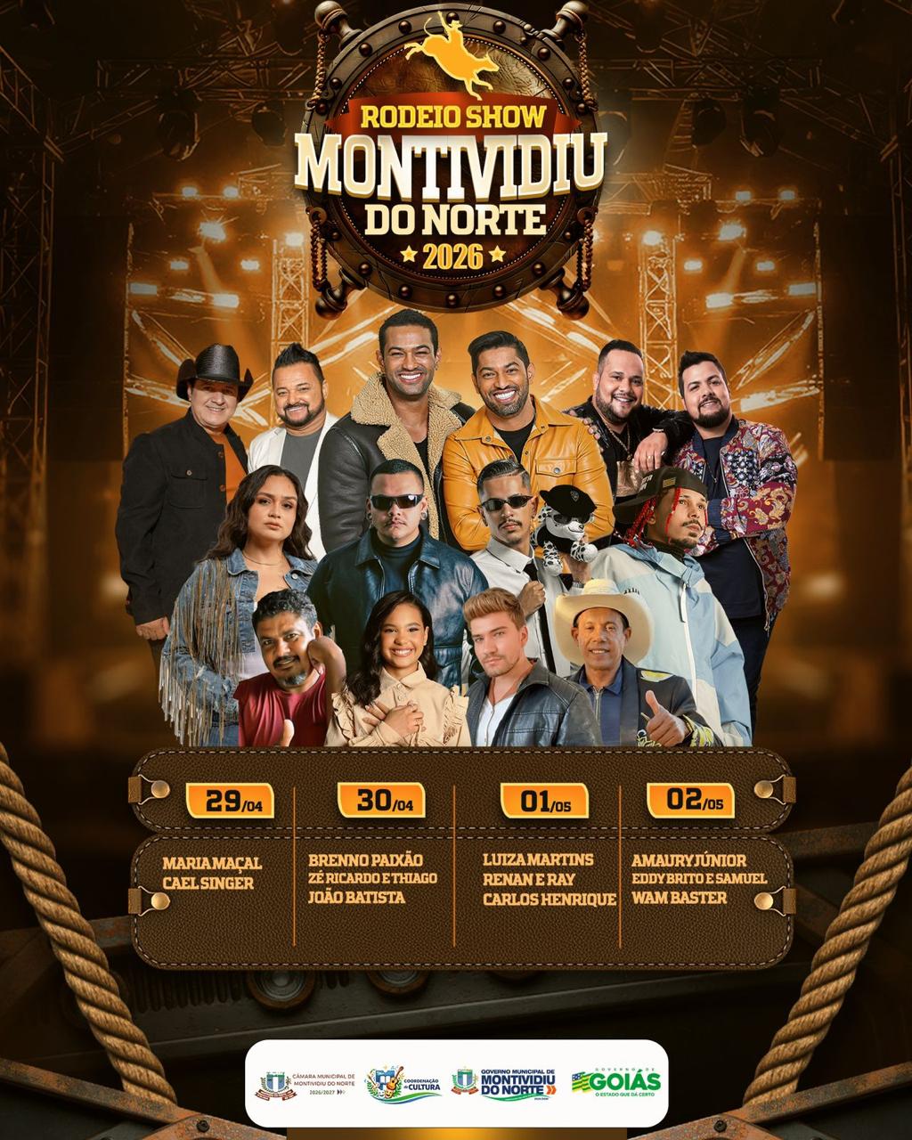 Rodeio Show de Montividiu do Norte 2026 terá quatro dias de festa e grandes atrações sertanejas