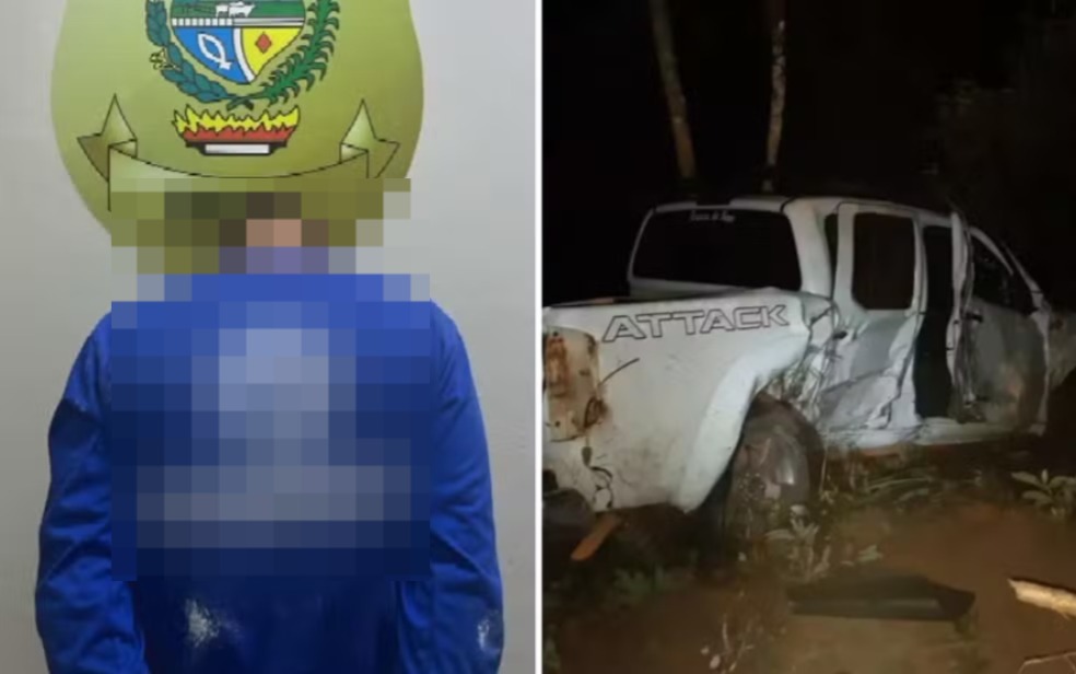 Assaltante que matou criança durante fuga é preso cinco anos após o crime em Águas Lindas de Goiás — Foto: Reprodução/TV Anhanguera e Divulgação/PRF