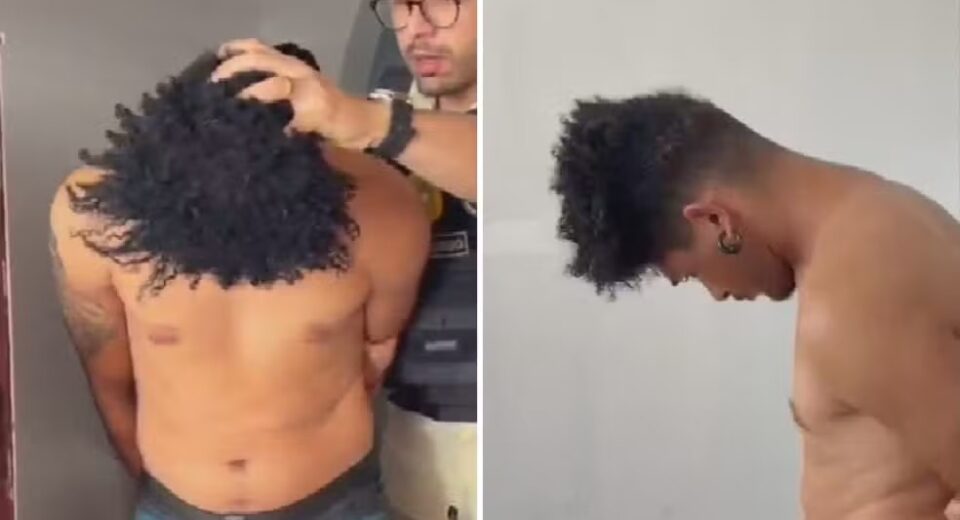 Homem é preso suspeito de matar a mulher esfaqueada e esconder o corpo com areia, em Anápolis, Goiás — Foto: Reprodução/TV Anhanguera