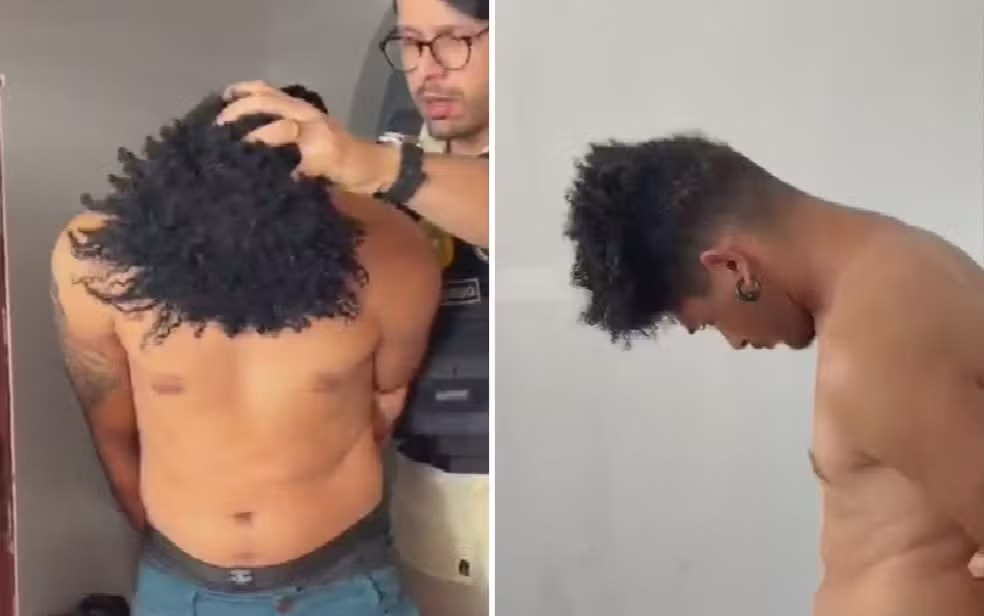 Homem é preso suspeito de matar a mulher esfaqueada e esconder o corpo com areia, em Anápolis, Goiás — Foto: Reprodução/TV Anhanguera