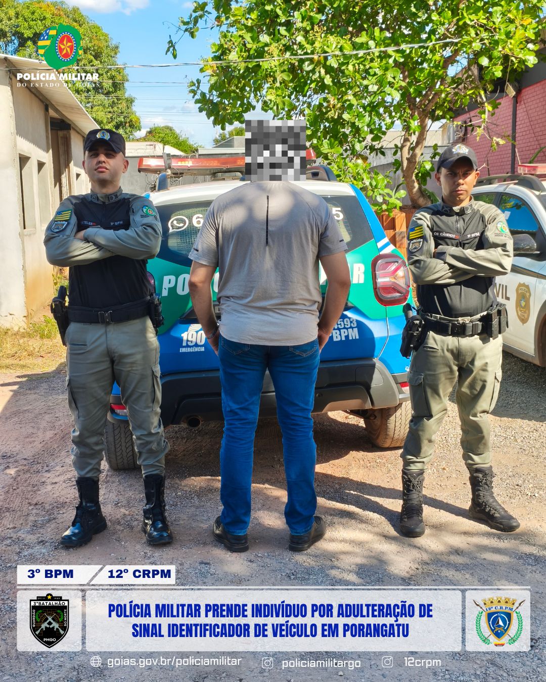 Polícia Militar prende motorista suspeito de adulteração veicular em Porangatu