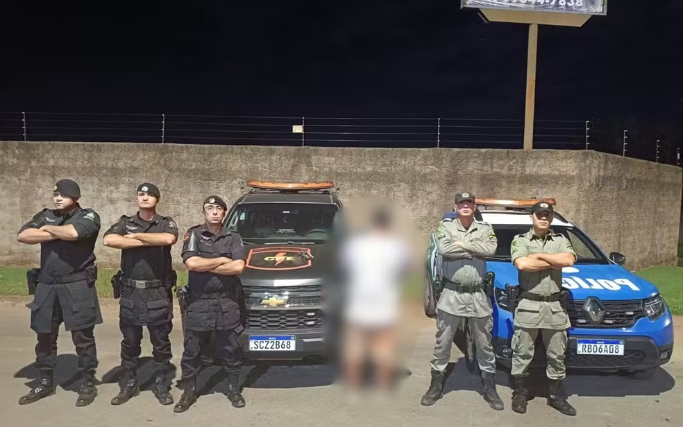 Polícia prende suspeito de matar pai durante festa de aniversário da filha em Aparecida de Goiânia, Goiás — Foto: Reprodução/Polícia Militar