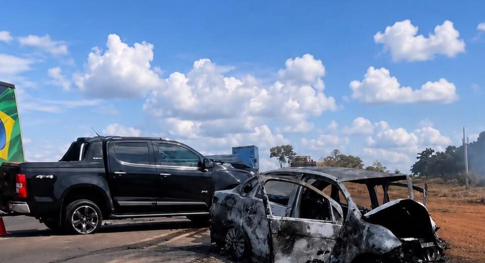 Mulher morre após grave colisão entre carro e caminhonete na BR-153
