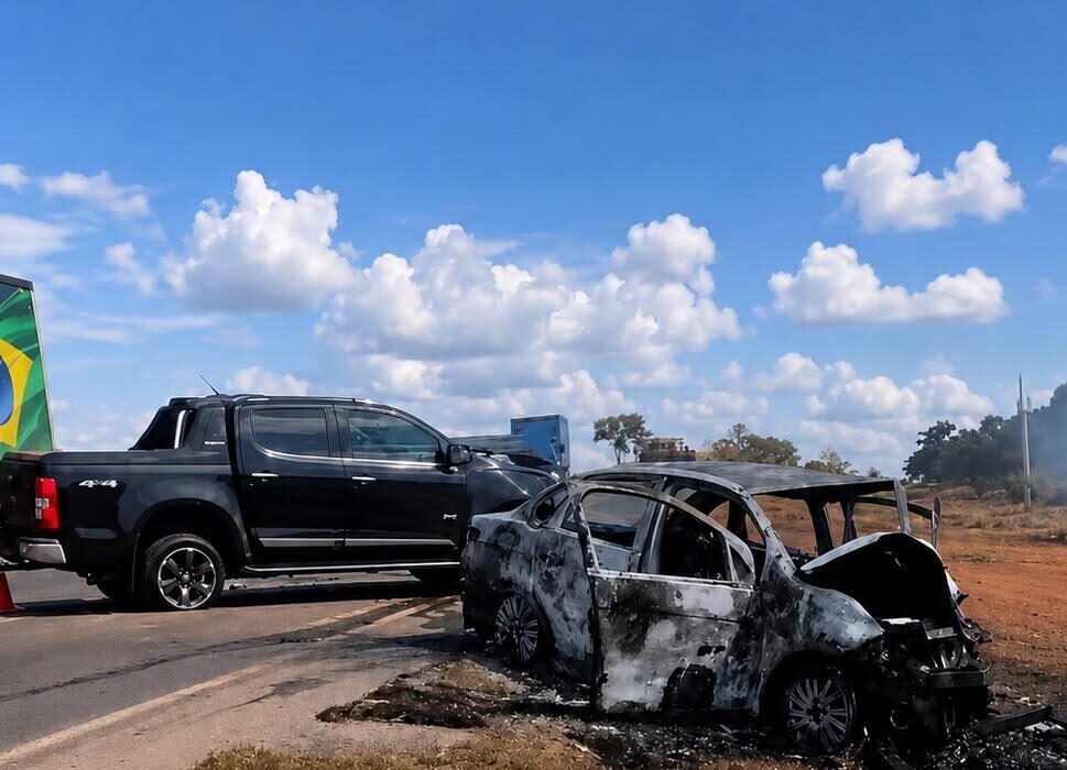 Mulher morre após grave colisão entre carro e caminhonete na BR-153