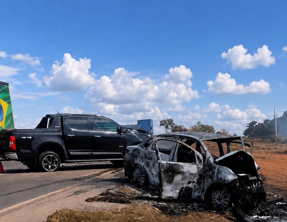 Mulher morre após grave colisão entre carro e caminhonete na BR-153