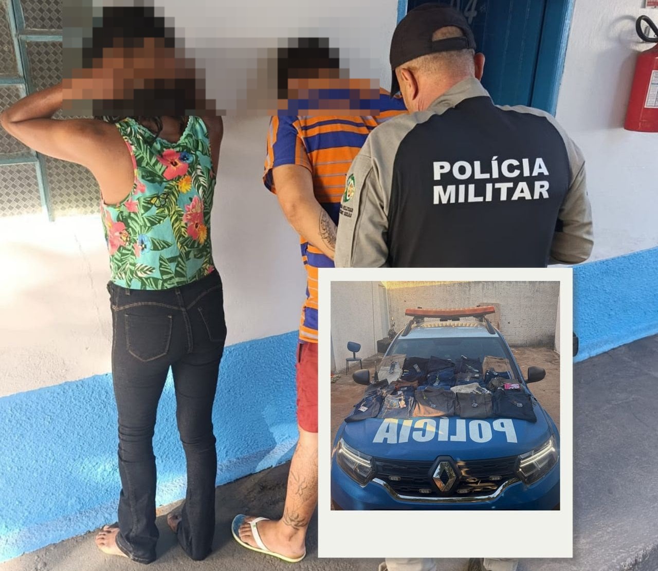 PM recupera produtos furtados e prende dois suspeitos em Minaçu