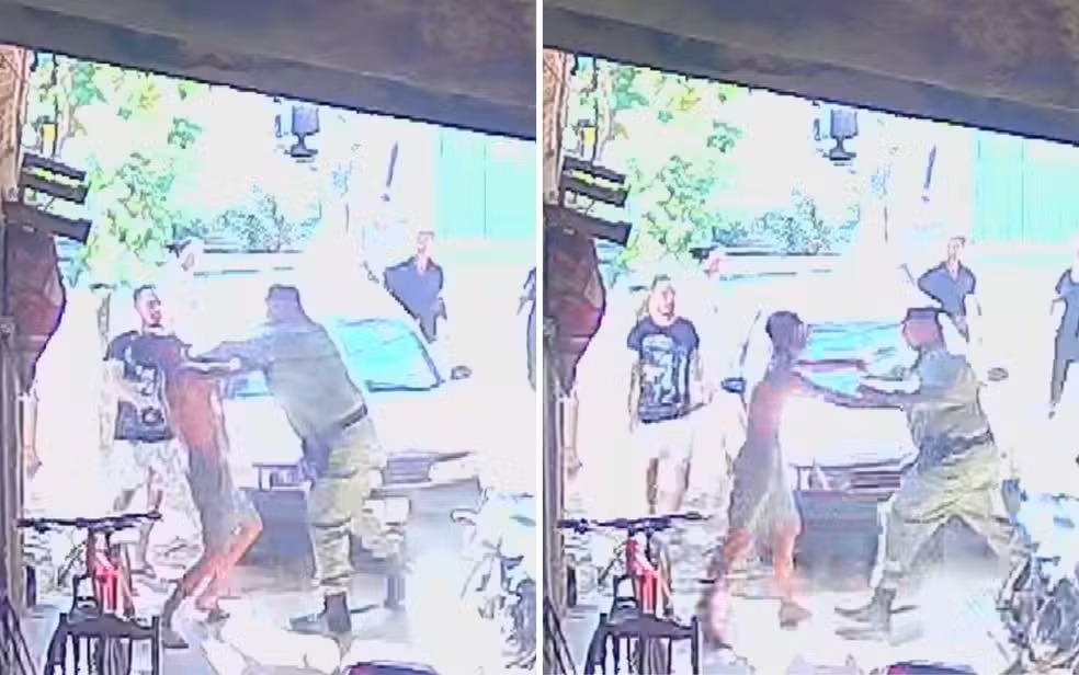 Policial espanca homem dentro de casa, denuncia família em Simolândia, Goiás — Foto: Reprodução/TV Anhanguera