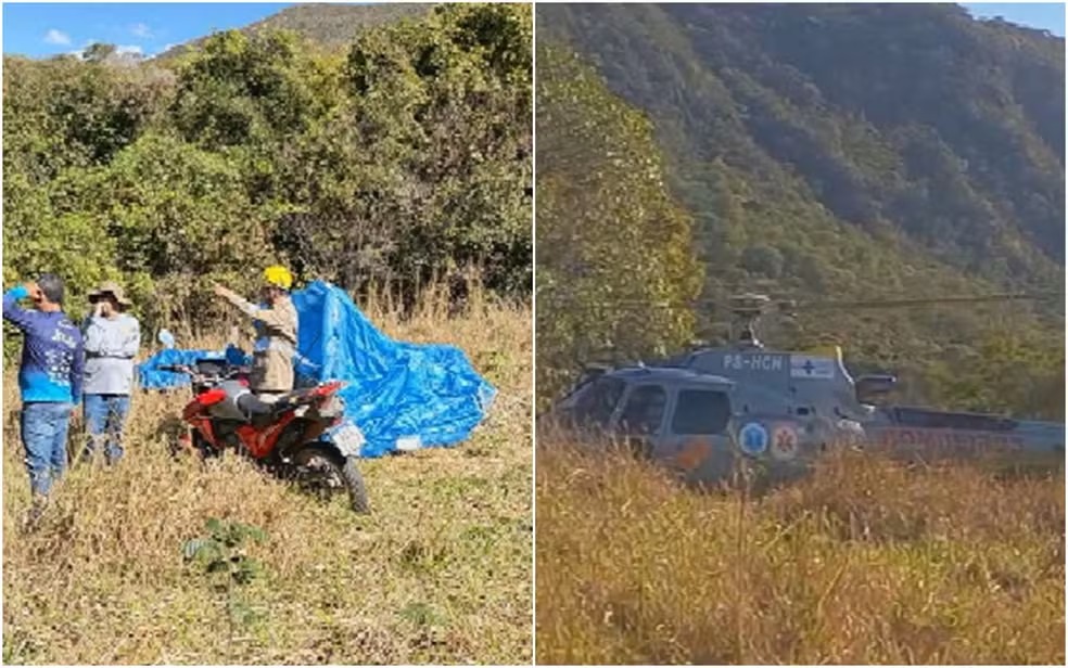 Piloto de parapente fica ferido após bater em árvore e cair durante voo