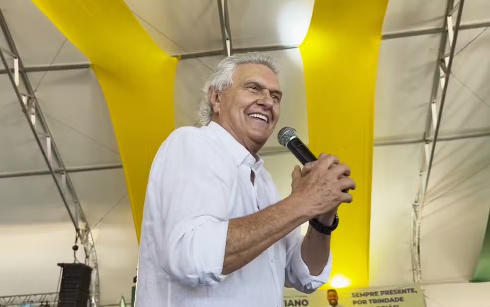 Ronaldo Caiado durante evento em Trindade, Goiás — Foto: Reprodução