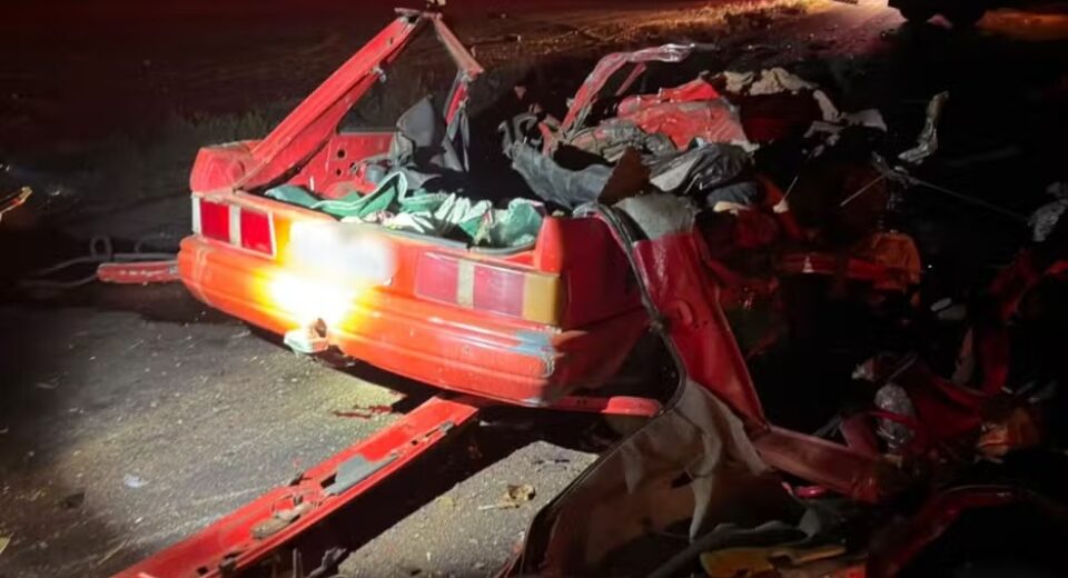 Quatro pessoas morreram e uma criança ficou gravemente ferida em um acidente na GO-139, perto de Vianópolis, em Goiás — Foto: Divulgação/ CBMGO de Silvânia