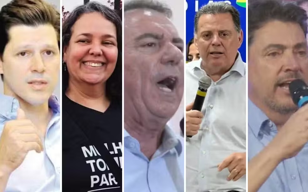 Veja quem são os candidatos a governador em Goiás em 2026 — Foto: Fábio Lima/O Popular, Reprodução/Instagram de Luciana Amorim/TV Anhanguera, Diomício Gomes/O Popular, Reprodução/Instagram Wilder Morais
