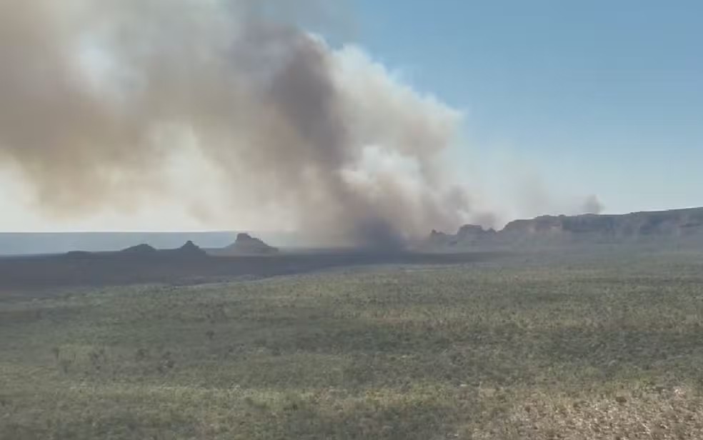 Parque Estadual de Terra Ronca perde 10 hectares para incêndio — Foto: Reprodução/ TV Anhanguera