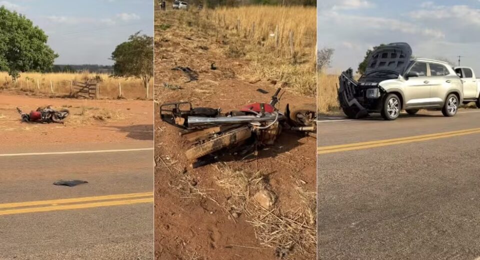 Batida entre carro e moto deixa um morto e outro ferido no TO — Foto: Araguaçu Notícias/Divulgação