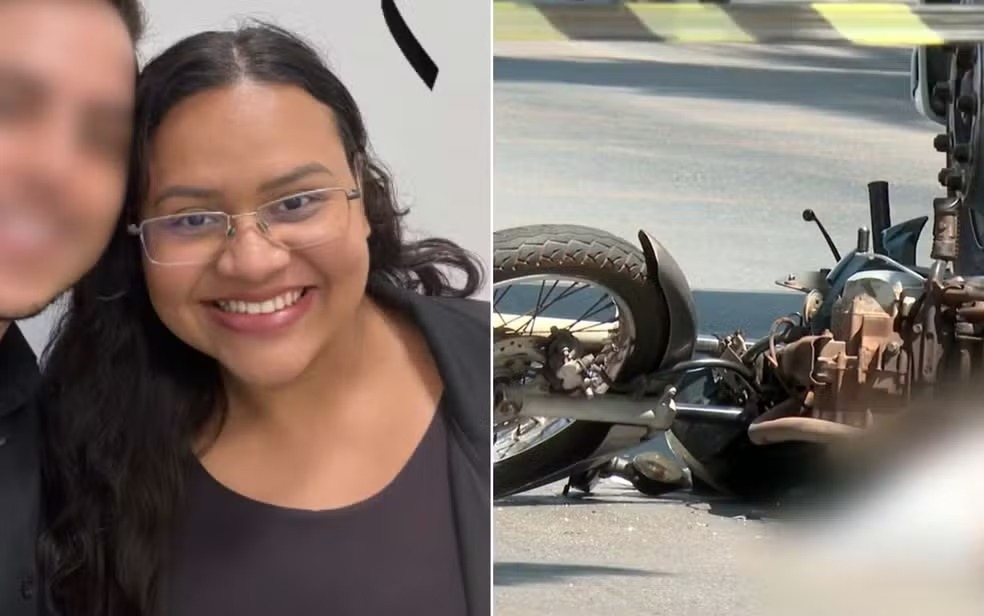 Pai e filha morrem após moto ser atingida por caminhonete e caminhão em Goiânia