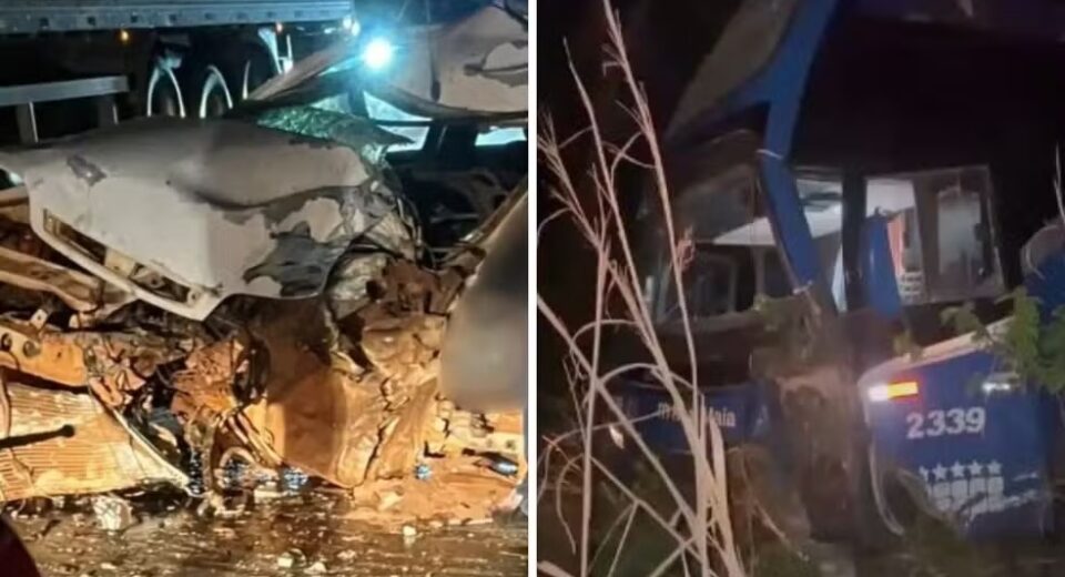Motorista bateu de frente com ônibus na TO-010 — Foto: Divulgação/ Jornal TO EM ALTA