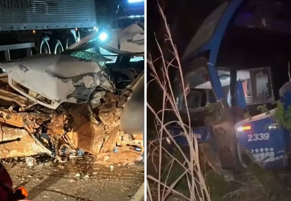 Motorista bateu de frente com ônibus na TO-010 — Foto: Divulgação/ Jornal TO EM ALTA