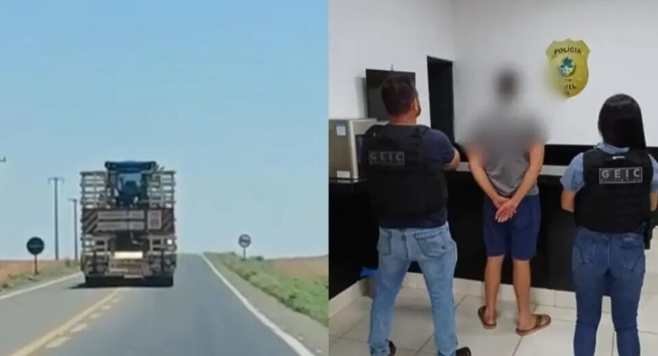 Motorista de carreta é flagrado dirigindo em zigue-zague e invadindo contramão emrodovia de Goiás